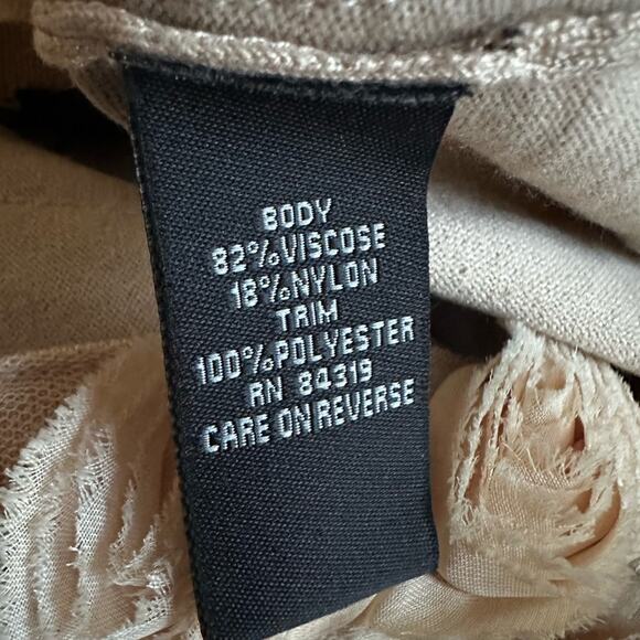 Cyrus Sweater Shrug Open Crop Cardigan Tan 3D Flower Rosettes Boho Indie Medium - Picture 7 of 7